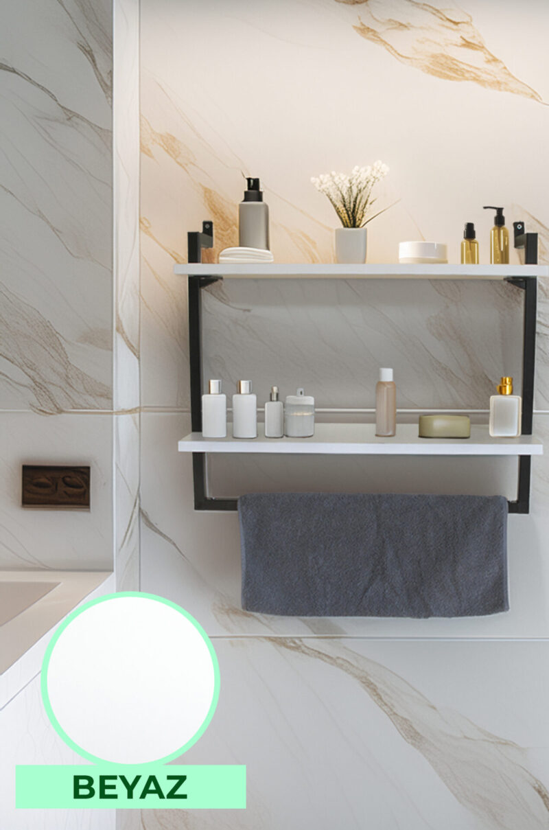 60x20 cm Banyo Rafı Duvara Monte Havluluk 2 Katlı Dekoratif Düzenleyici Organizer Siyah Metal