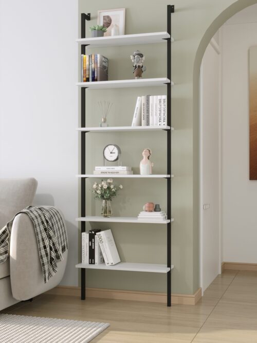 60x20 cm, Siyah Metal, 6 Raflı Duvar Rafı | Kitaplık & Mutfak, Banyo Organizer